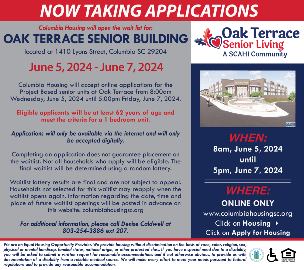 now taking applications for Oak Terrace