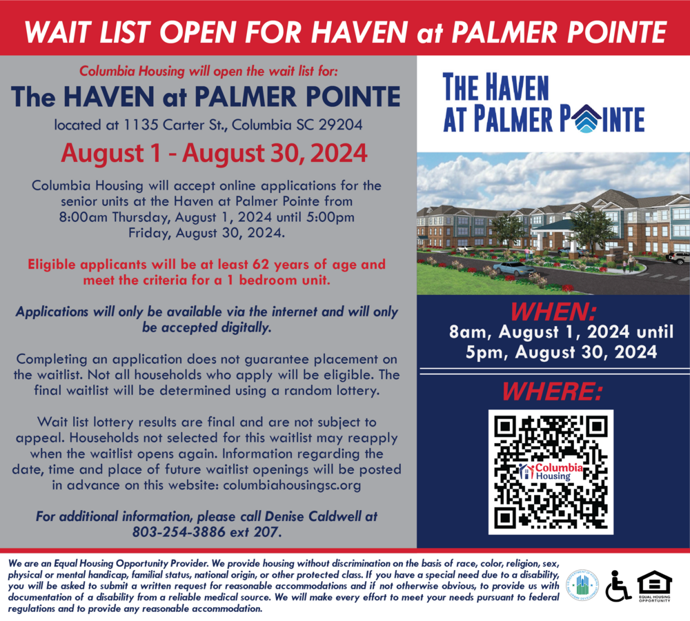 Now taking applications for Haven at Palmer Pointe